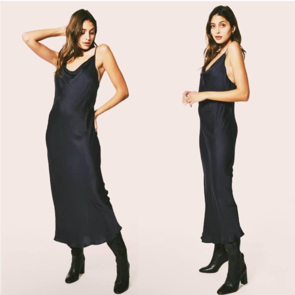 NWT Young Fabulous & Broke Black Satin Slip Dress classic black, sexy